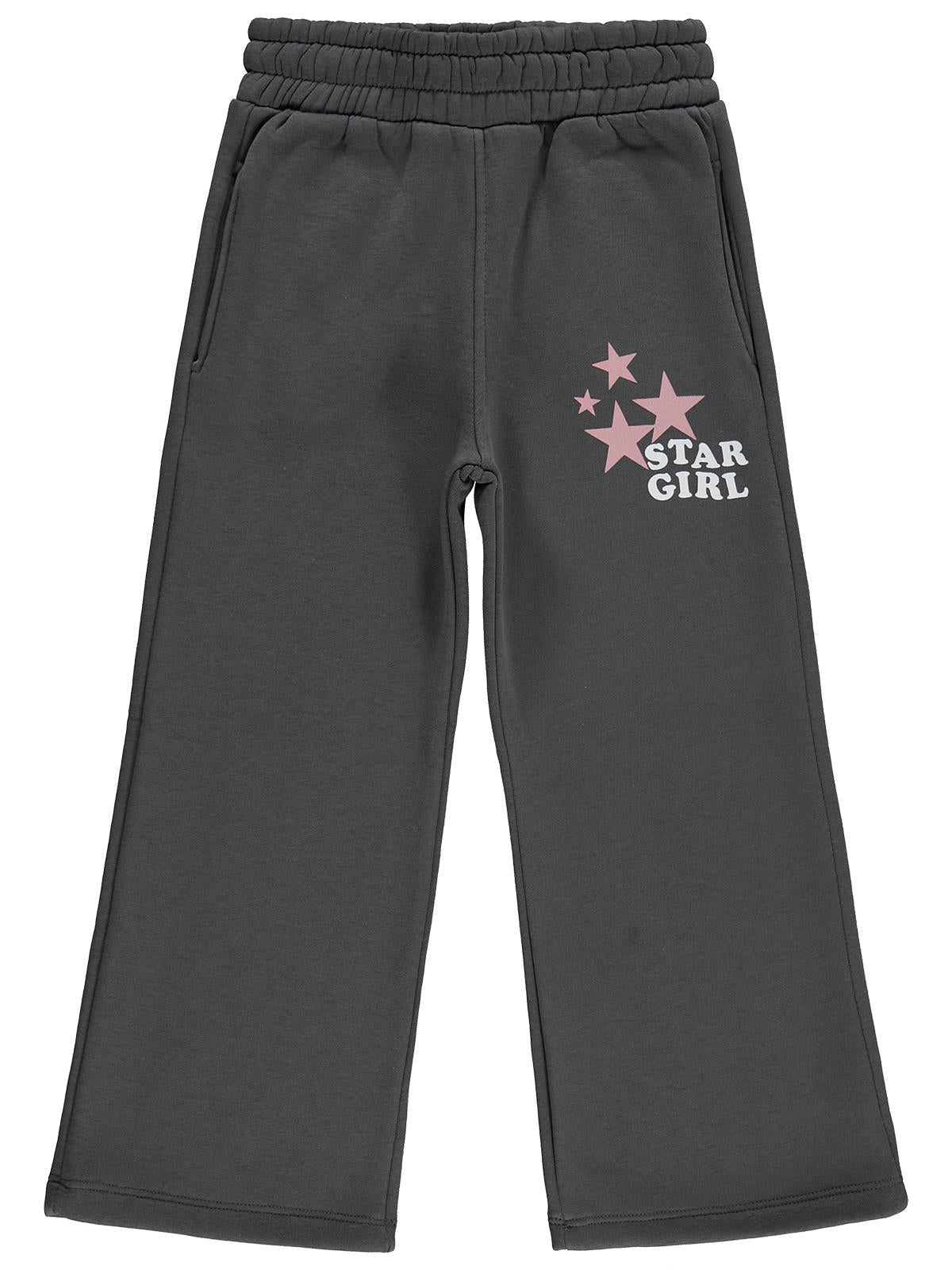 Civil Kız Çocuk Star Girl Baskılı Eşofman Altı | 3 İp Baskılı | Okul Kreş ve Günlük Kullanım - Gri