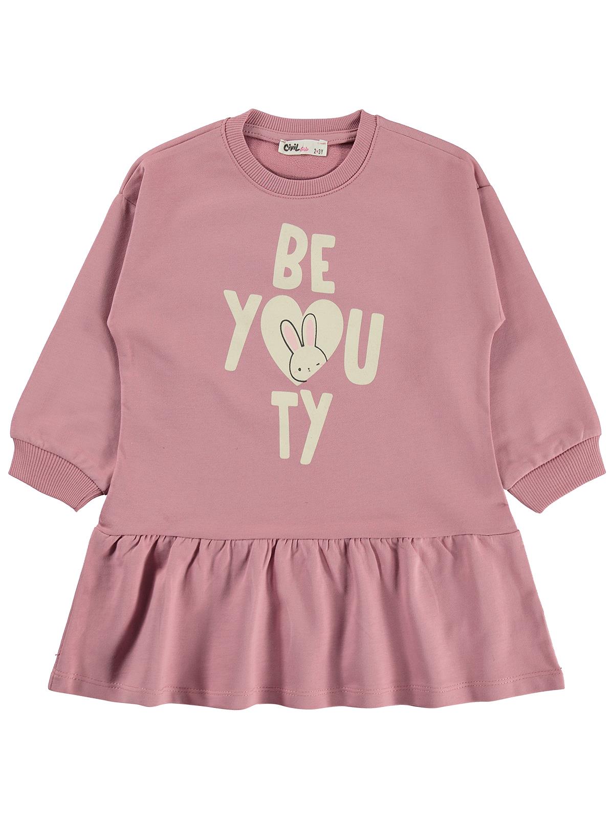 Civil Girls Be You TY Baskılı 2-5 Yaş Elbise - Pembe