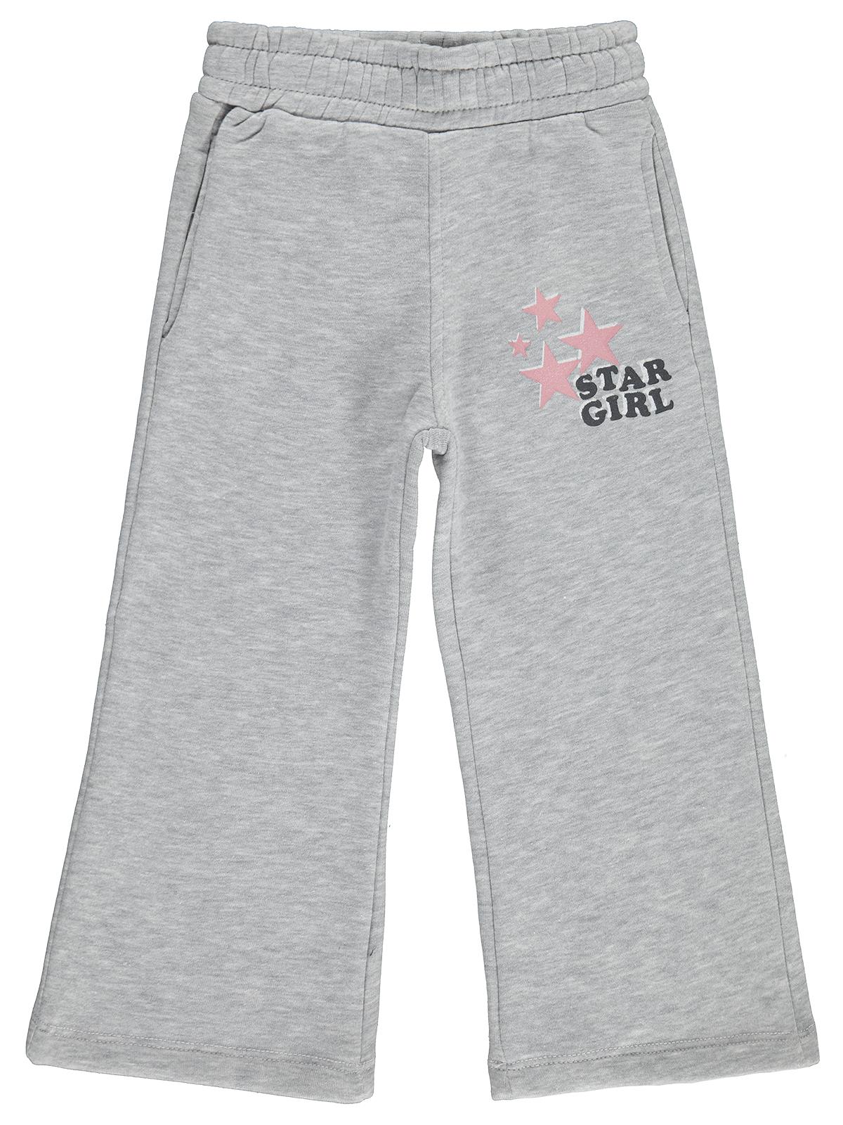 Civil Kız Çocuk Star Girl Baskılı Eşofman Altı | 3 İp Baskılı | Okul Kreş ve Günlük Kullanım - Gri