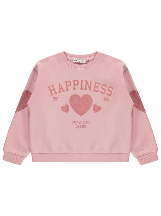 Civil Girls Happiness Baskılı 2-5 Yaş Sweatshirt - Pembe