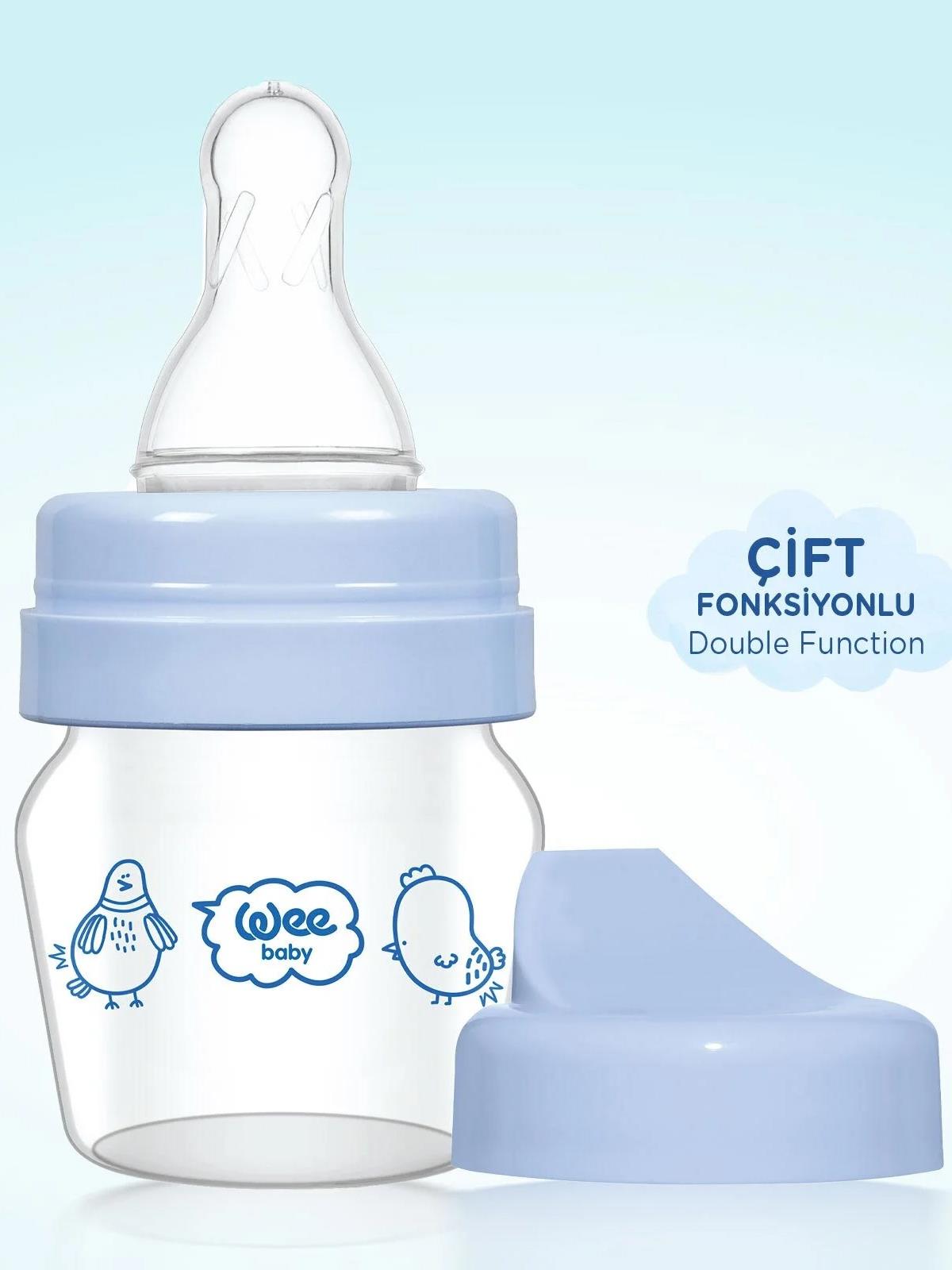 Wee Baby Mını Cam Alıstırma Bardagı Setı 30 Ml. - Mavi