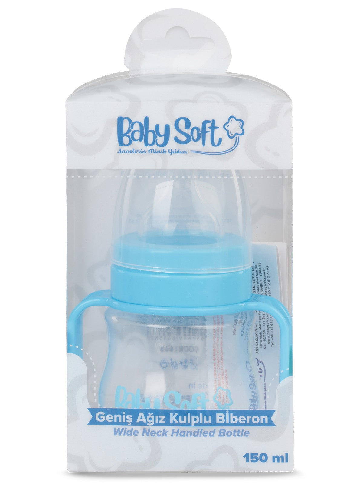 Baby Soft Genıs Agız Kulplu Bıberon 150 ml - Mavi
