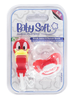 Babysoft Fıgurlu Emzık Askısı Ve Damaklı Emzık No:2 - Kırmızı