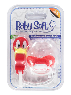 Babysoft Fıgurlu Emzık Askısı Ve Damaklı Emzık No:1 - Kırmızı
