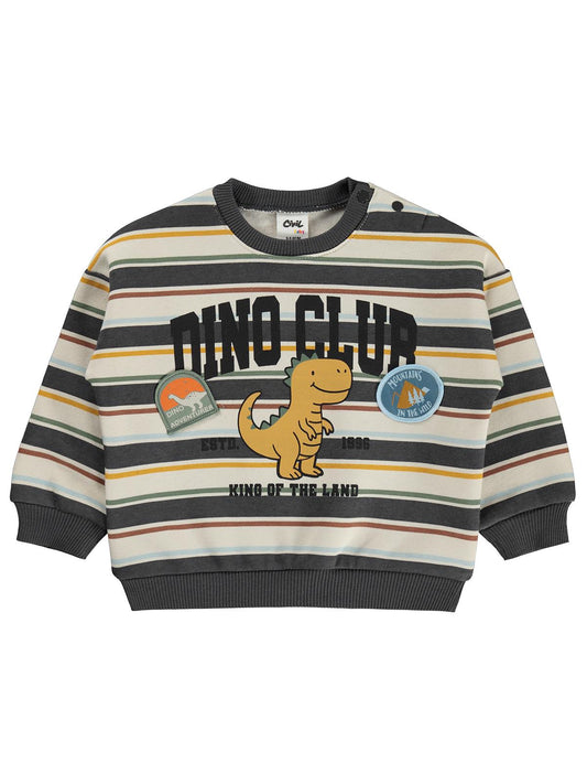Civil Baby Dino Club Baskılı 6-18 Ay Sweatshirt - Bej