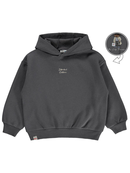 Civil Boys Kapüşonlu İstanbul Baskılı 10-13 Yaş Sweatshirt - Gri