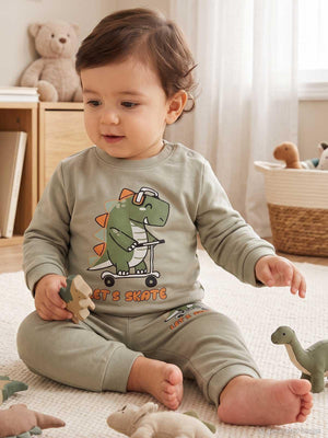 Civil Baby Dinozor Baskılı 6-18 Ay Takım - Haki