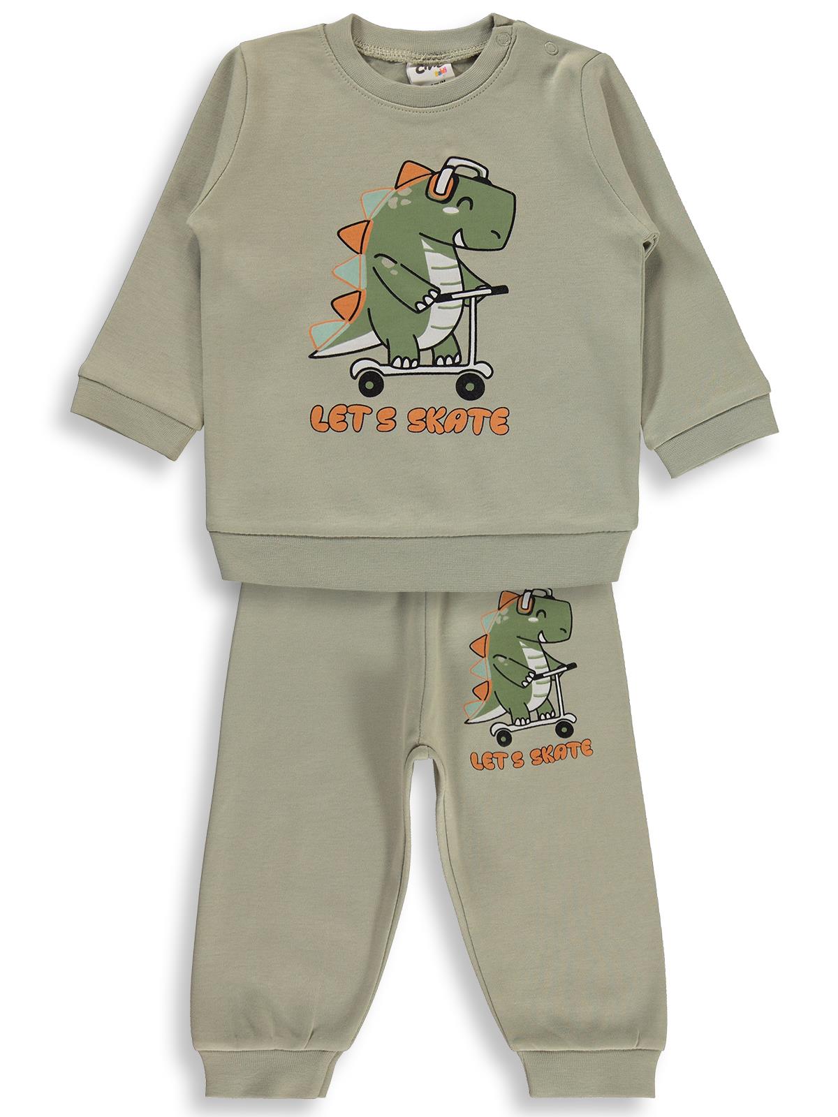 Civil Baby Dinozor Baskılı 6-18 Ay Takım - Haki
