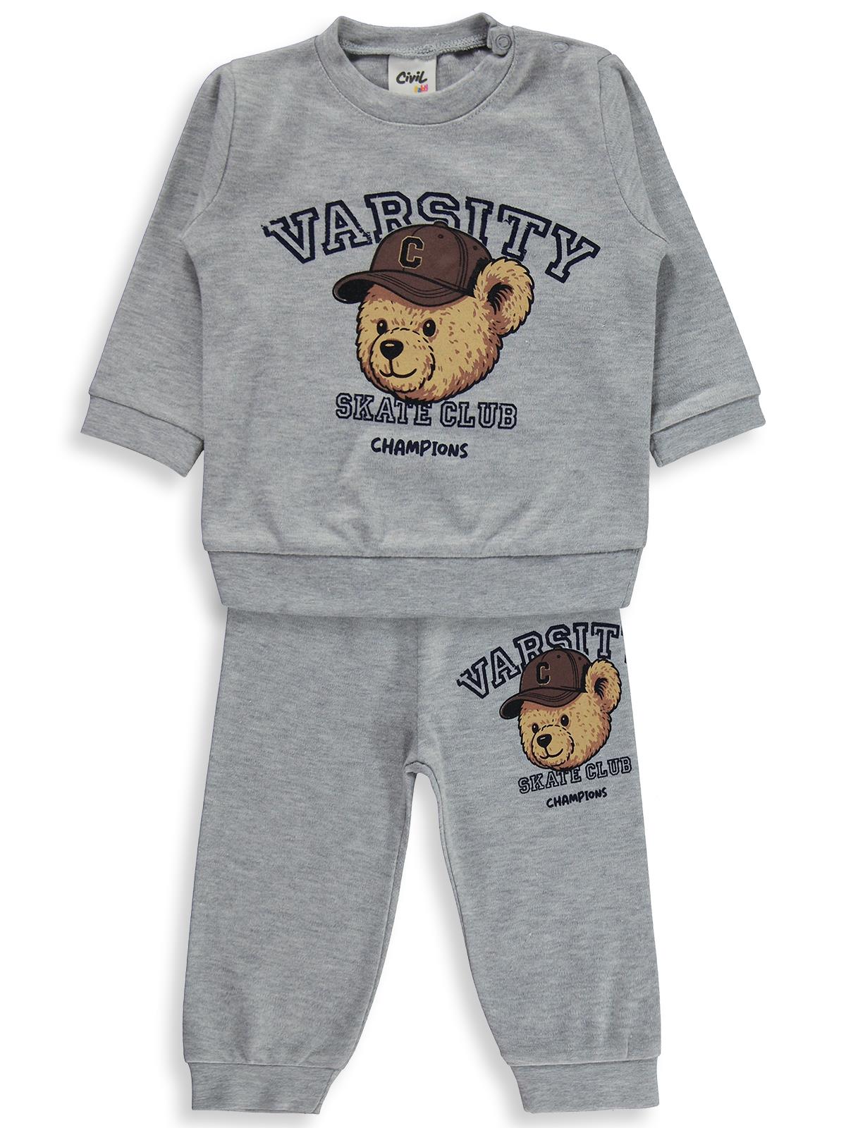 Civil Baby Ayıcık Baskılı 6-18 Ay Takım - Gri
