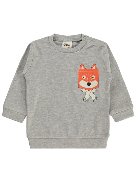 Civil Baby Tilki Baskılı 6-18 Ay Sweatshirt - Gri