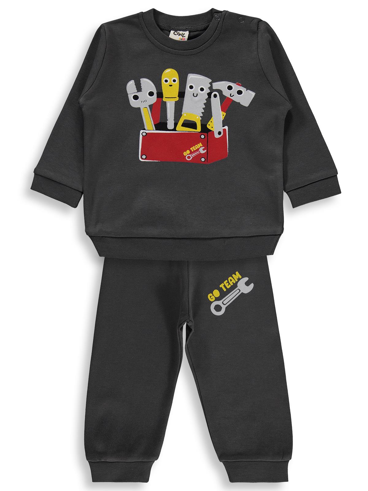 Civil Baby Tamir Aletleri Baskılı 6-18 Ay Takım - Mavi
