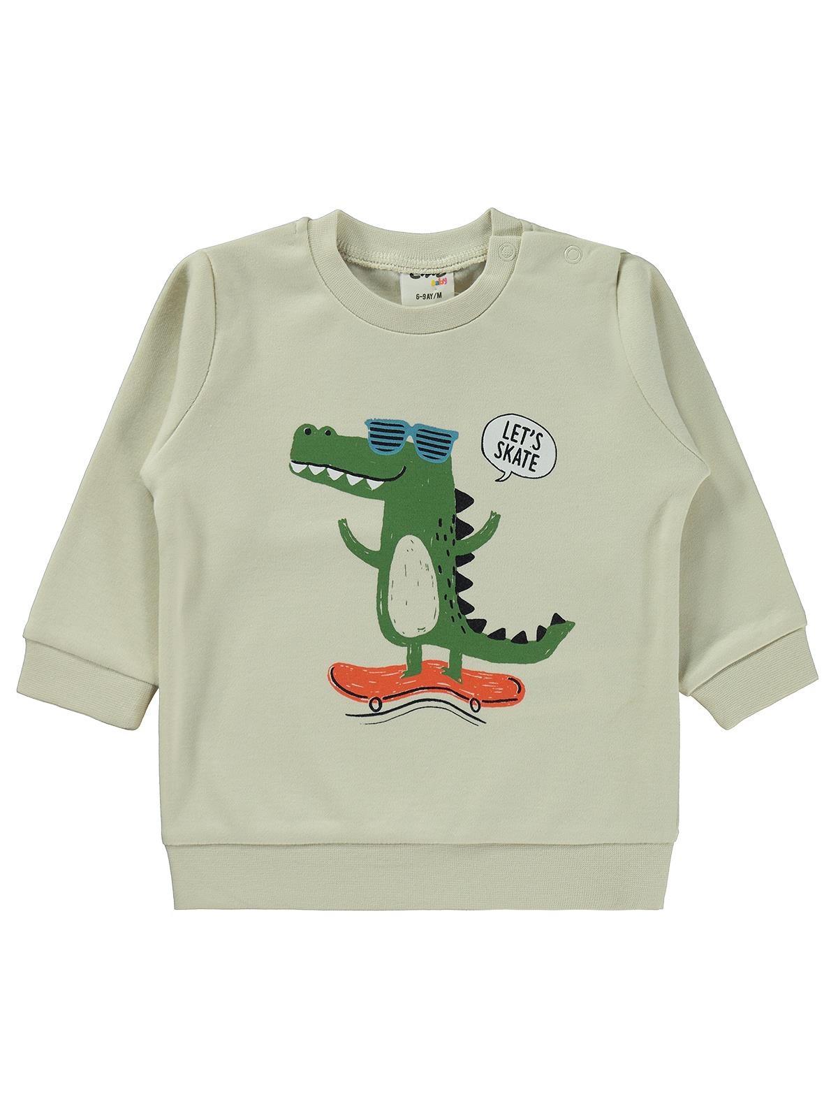 Civil Baby Timsah Baskılı 6-18 Ay Sweatshirt - Bej