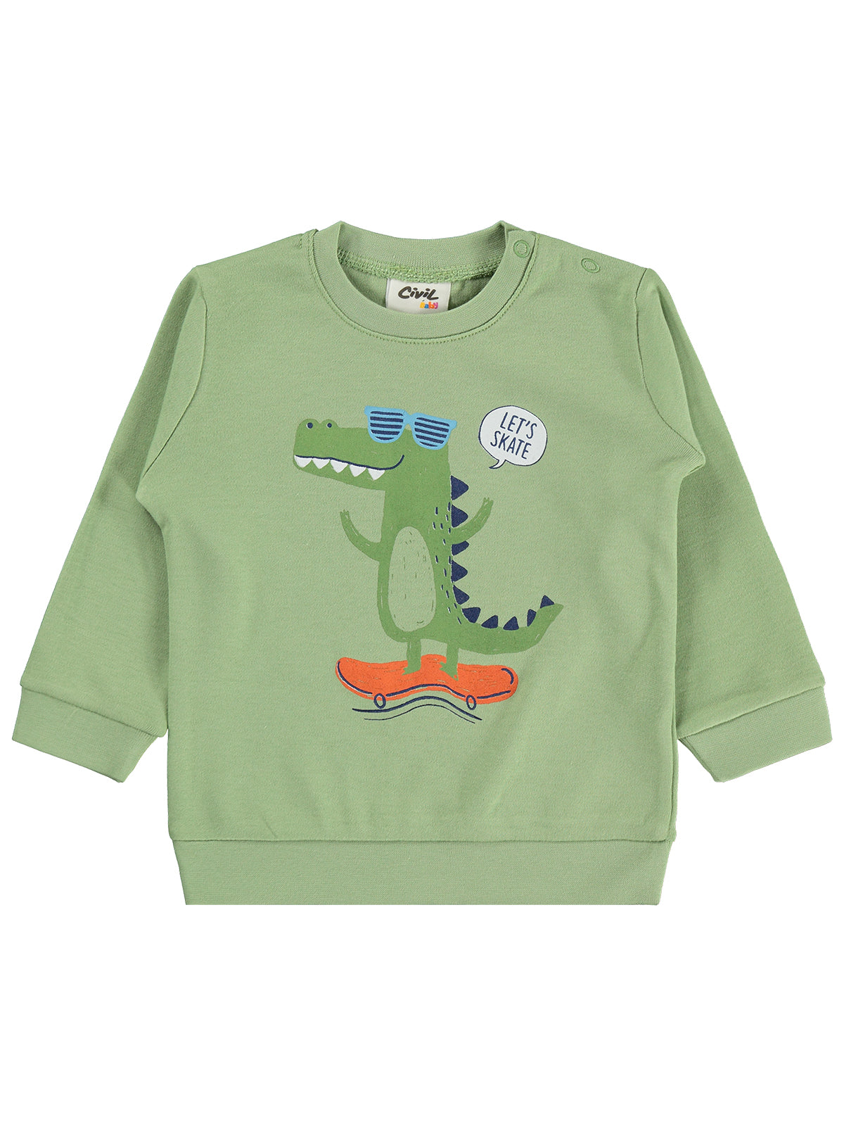 Civil Baby Timsah Baskılı 6-18 Ay Sweatshirt - Yeşil