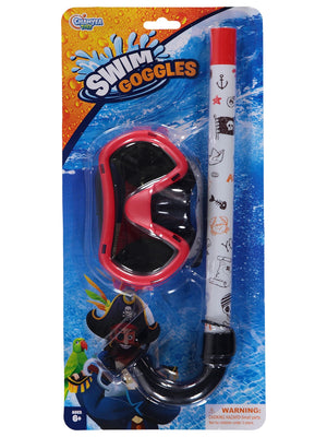 Swim Goggles Kartela Şnorkel - Kırmızı