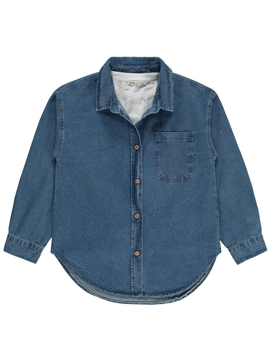 Civil Girls Denim 10-13 Yaş Gömlek - Mavi
