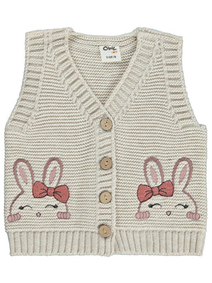 Civil Baby Tavşan Nakışlı 6-18 Ay Yelek - Bej