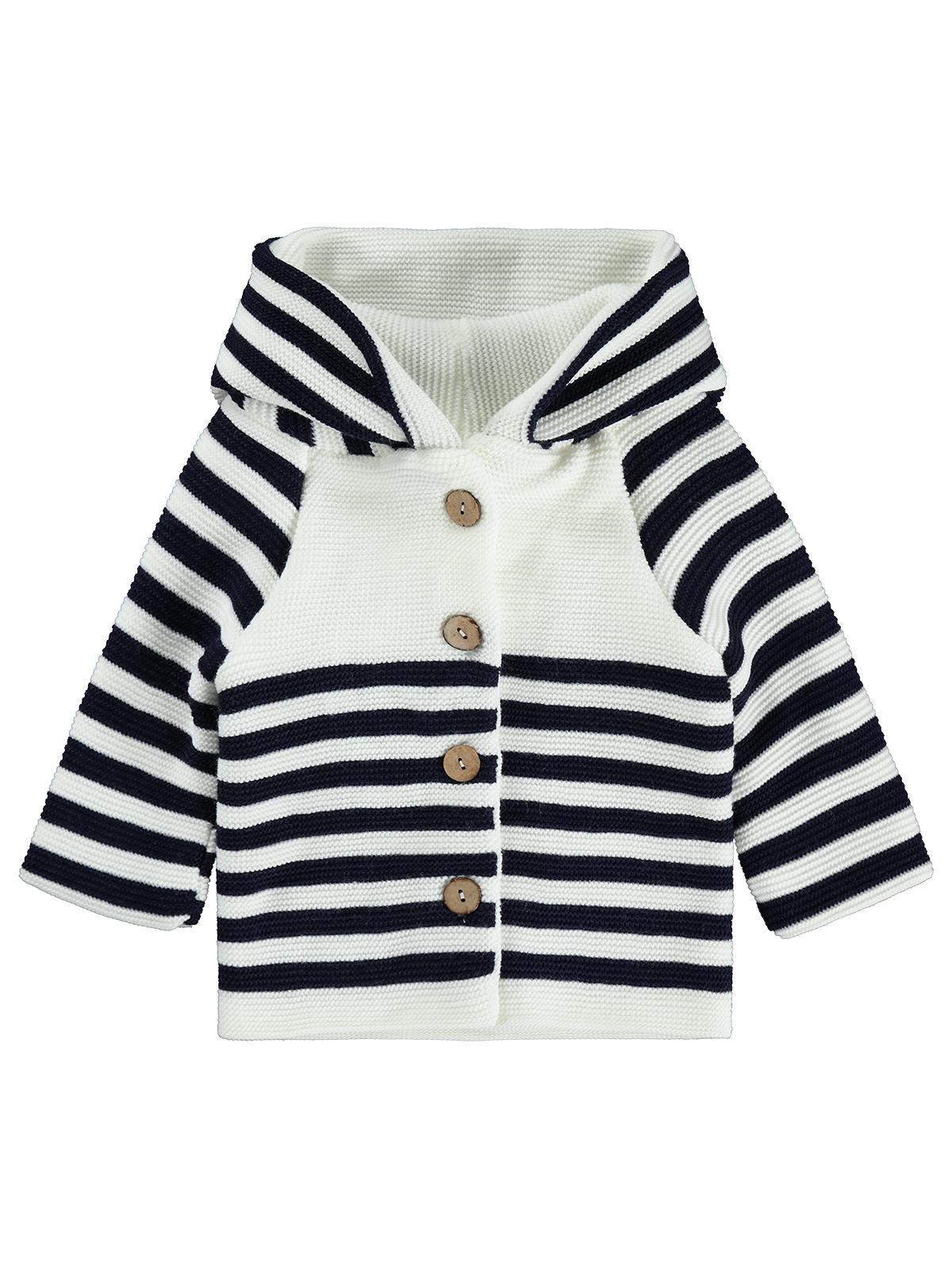 Civil Baby Çizgili Kapüşonlu 6-18 Ay Hırka - Lacivert
