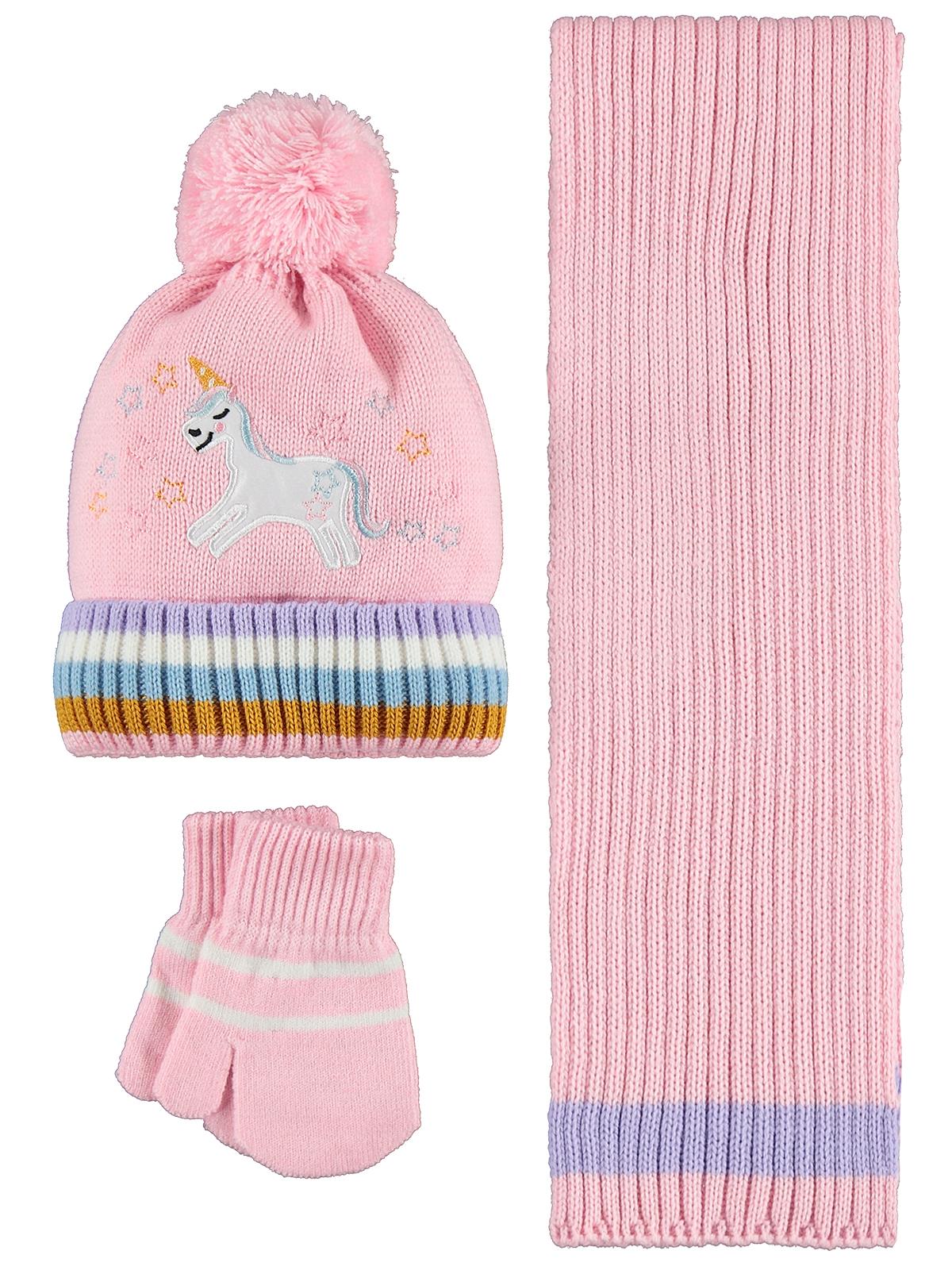 Civil Baby 6-18 Ay Atkı Bere Eldiven Set - Pembe
