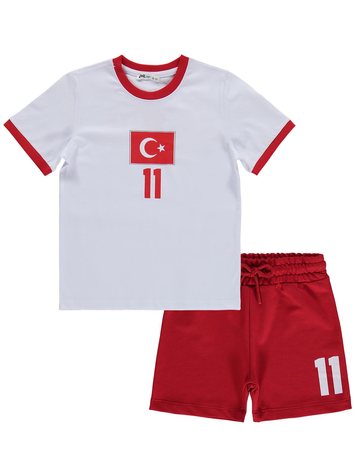 Civil Boys Türkiye Baskılı 2’li 10-13 Yaş Takım - Pamuk Forma - Beyaz