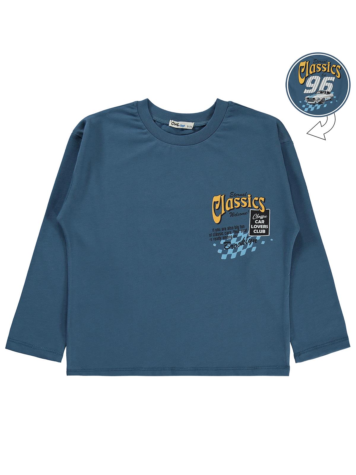 Civil Erkek Çocuk Classıc Est 96 Baskılı Sweatshirt Km | Süprem | Okul Kreş ve Günlük Kullanım - Lacivert
