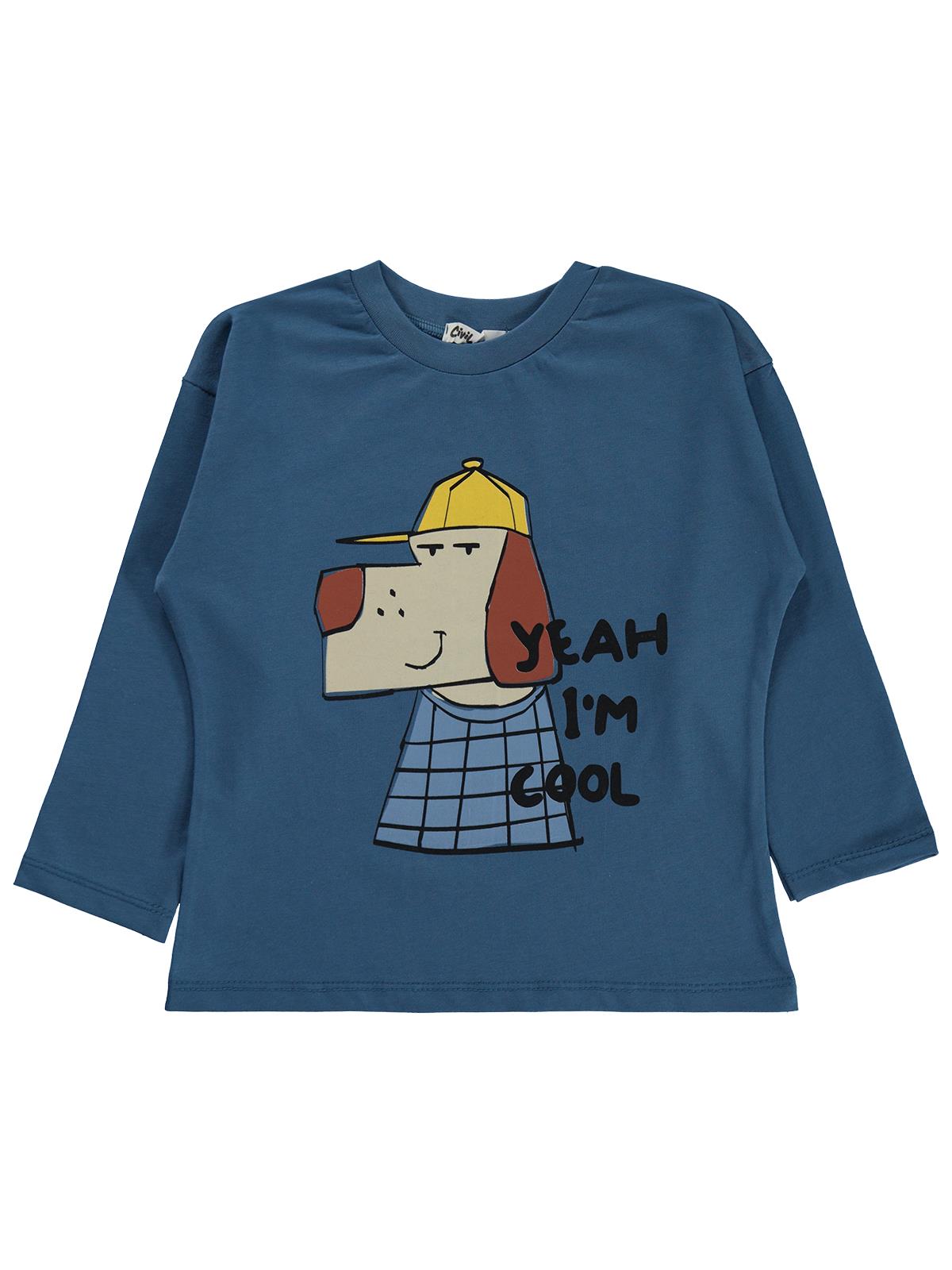 Civil Boys Yeah Köpek Baskılı 2-5 Yaş Sweatshirt Km - Lacivert