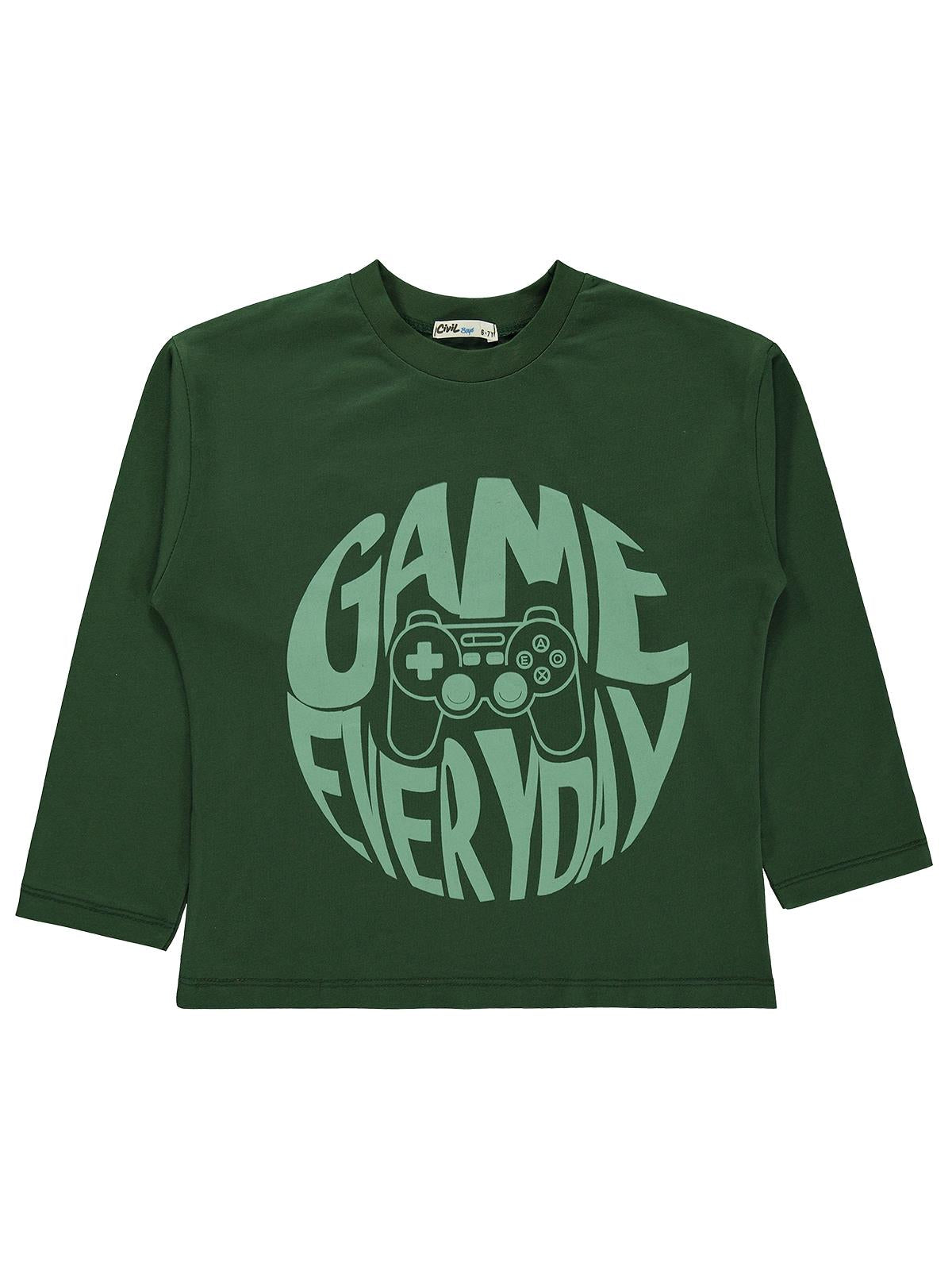Civil Boys Game Everyday Baskılı 10-13 Yaş Sweatshirt - Yeşil