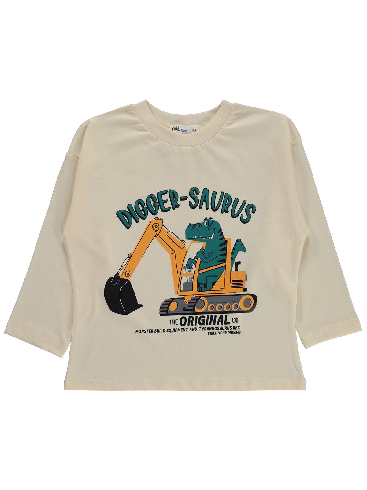 Civil Boys Dıgger Kepçe Baskılı 2-5 Yaş Sweatshirt Km - Ekru