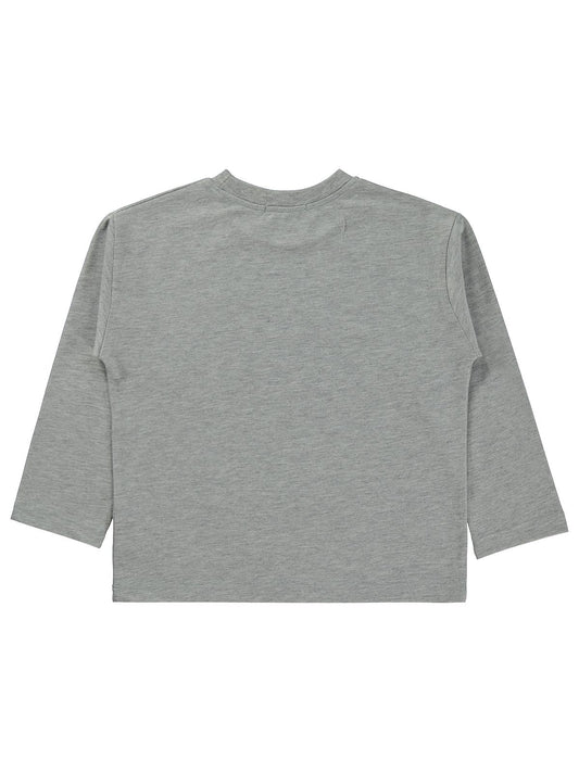 Civil Erkek Çocuk Wake Up Baskılı Sweatshirt Km | Süprem Uzun Kol | Okul Kreş ve Günlük Kullanım - Gri