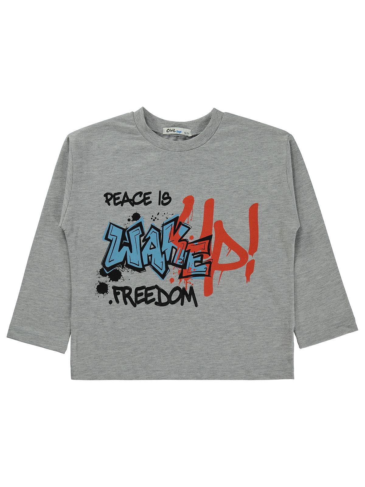 Civil Boys Wake Up Baskılı 6-9 Yaş Sweatshirt  - Gri