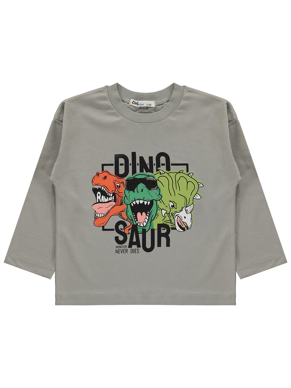 Civil Boys Dınosaur Baskılı 2-5 Yaş Sweatshirt  - Gri