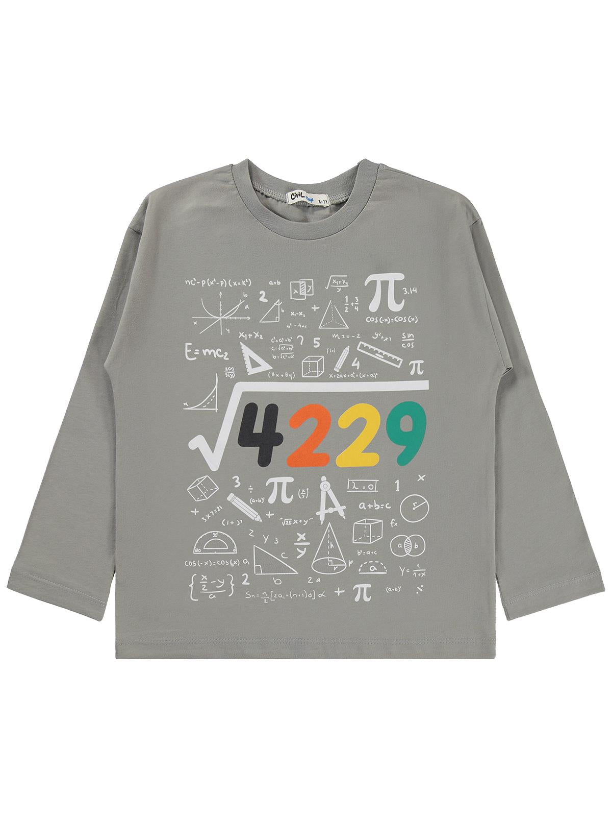 Civil Boys 4489 Baskılı 10-13 Yaş Sweatshirt  - Gri
