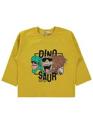 Civil Boys Dınosaur Baskılı 2-5 Yaş Sweatshirt  - Hardal