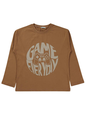 Civil Boys Game Everyday Baskılı 10-13 Yaş Sweatshirt - Kahve