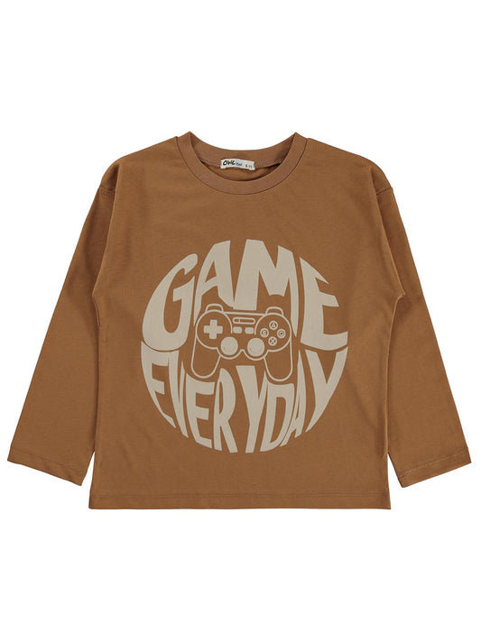 Civil Boys Erkek Çocuk Game Everyday Baskılı Sweatshirt Km | Süprem | Okul Kreş ve Günlük Kullanım - Kahve