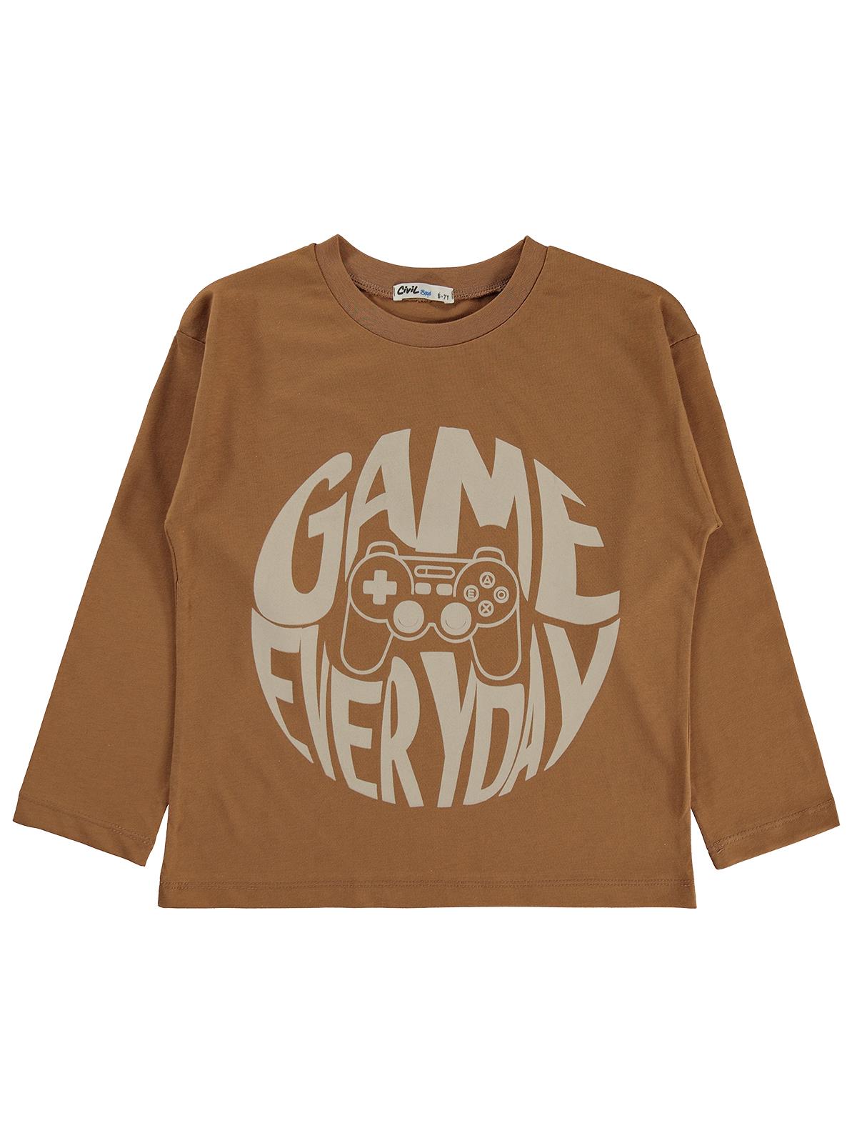 Civil Boys Game Everyday Baskılı 10-13 Yaş Sweatshirt - Kahve