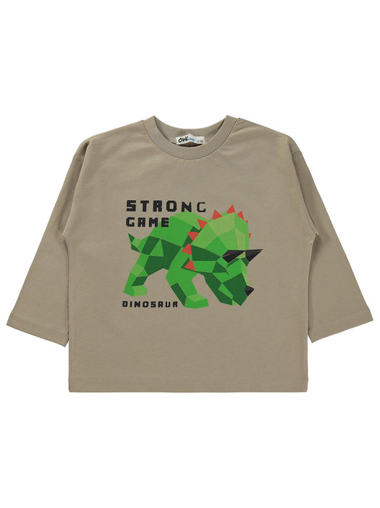 Civil Erkek Çocuk Strong Game Baskılı Sweatshirt Km | Süprem Uzun Kol | Okul Kreş ve Günlük Kullanım - Bej
