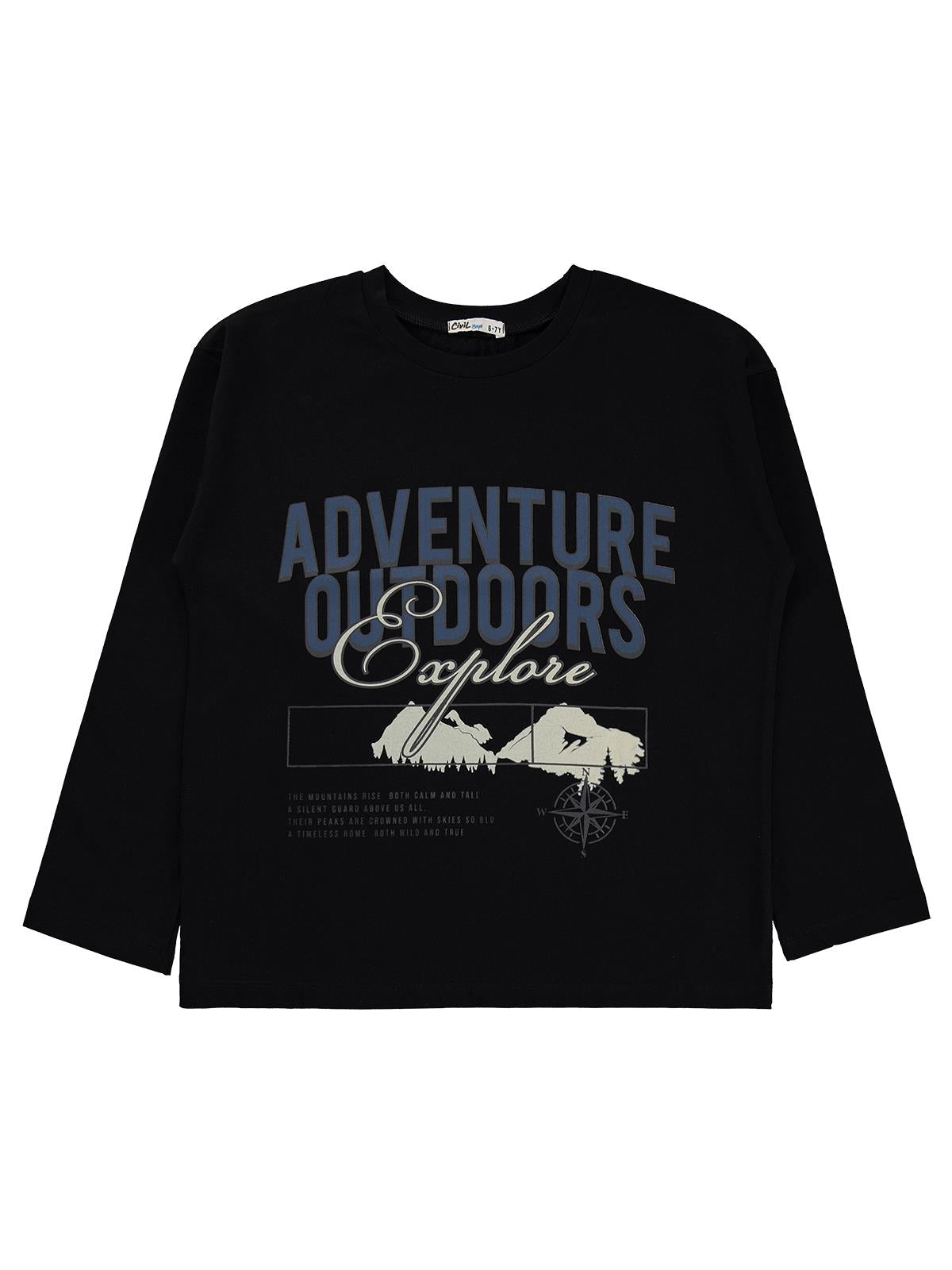 Civil Boys Adventure Baskılı 6-9 Yaş Sweatshirt  - Siyah