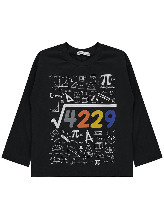 Civil Erkek Çocuk 4489 Baskılı Sweatshirt Km | Süprem Uzun Kol | Okul Kreş ve Günlük Kullanım - Siyah