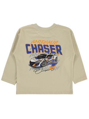 Civil Boys Chaser Araba Baskılı 2-5 Yaş Sweatshirt Km - Bej