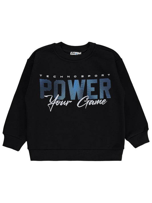 Civil Boys Power Baskılı 10-13 Yaş Sweatshirt - Siyah