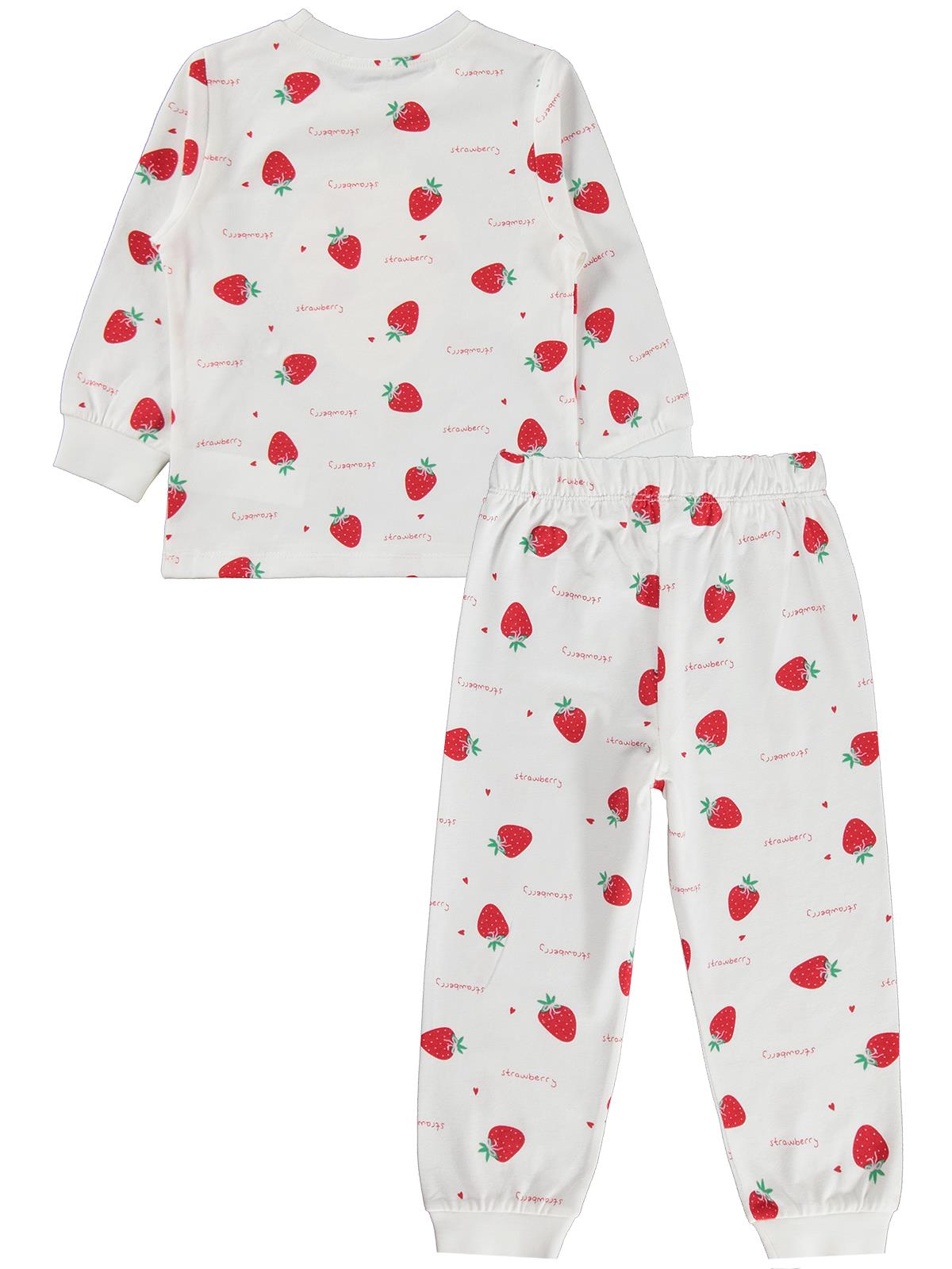 Civil Girls Çilek Desenli 2-5 Yaş Pijama Takımı - Ekru