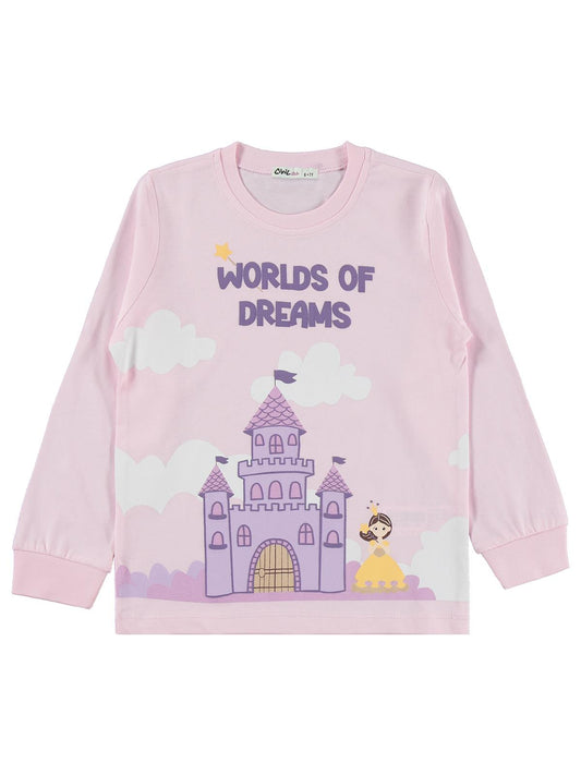 Civil Girls Şato Baskılı 6-9 Yaş Pijama Takımı - Pembe