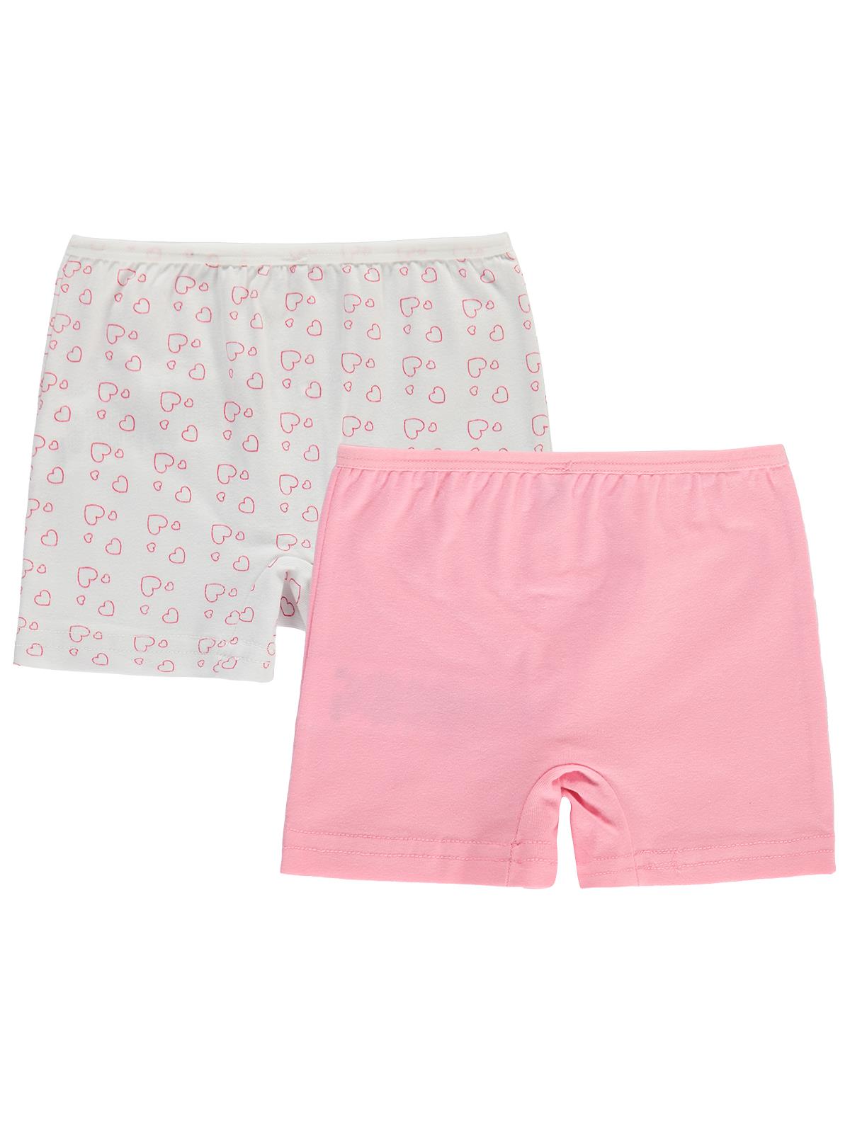 Civil Kız Çocuk Cute Kalp Kız Çocuk 2'li Boxer | Likralı Süprem | Okul Kreş ve Günlük Kullanım