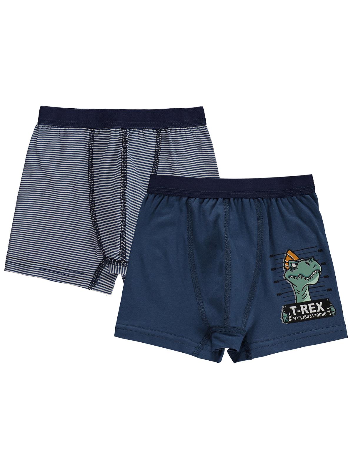 Civil Erkek Çocuk Trex Erkek Çocuk 2'li Boxer | Likralı Süprem | Okul Kreş ve Günlük Kullanım