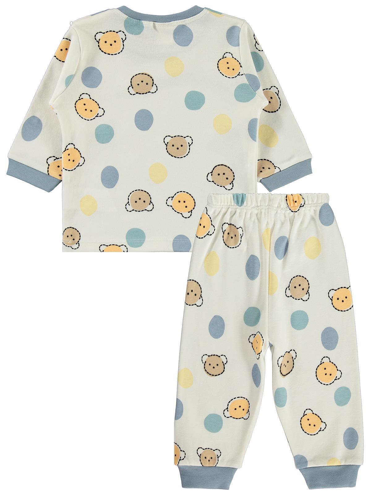 Civil Baby Ayıcık Baskılı 6-18 Ay Pijama Takımı - Ekru