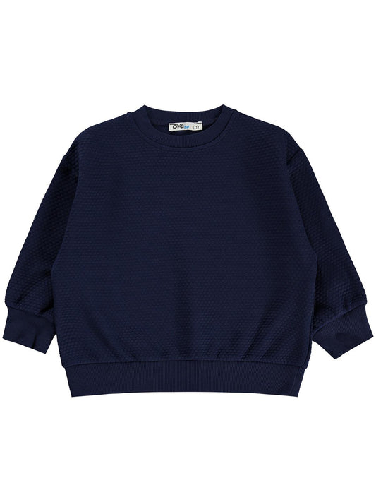 Civil Boys Erkek Çocuk Petek Kumaşlı Sweatshirt | Jakarlı Süprem Uzun Kol | Okul Kreş ve Günlük Kullanım - Lacivert