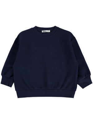 Civil Erkek Çocuk Petek Kumaşlı Sweatshirt | Jakarlı Süprem Uzun Kol | Okul Kreş ve Günlük Kullanım - Lacivert