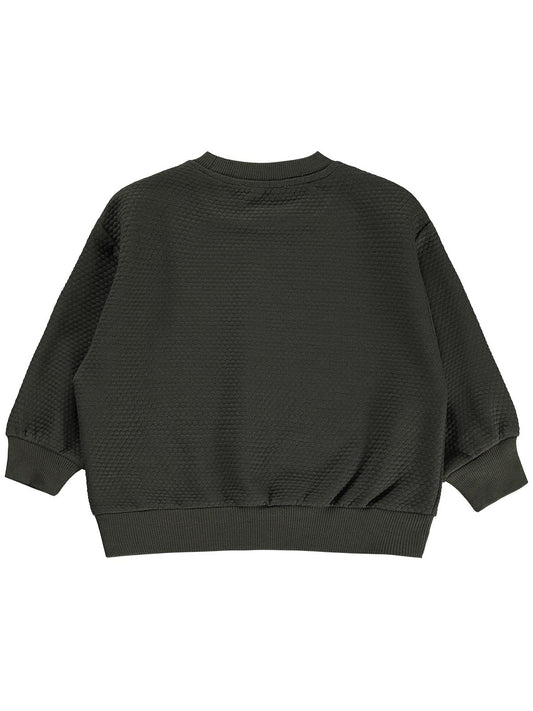 Civil Boys Erkek Çocuk Petek Kumaşlı Sweatshirt | Jakarlı Süprem Uzun Kol | Okul Kreş ve Günlük Kullanım - Haki