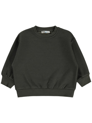 Civil Erkek Çocuk Petek Kumaşlı Sweatshirt | Jakarlı Süprem Uzun Kol | Okul Kreş ve Günlük Kullanım - Haki
