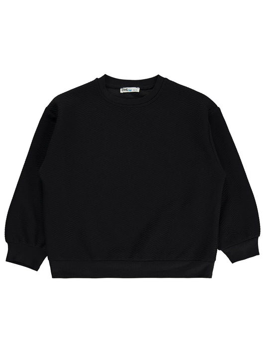 Civil Boys Çizgili 6-9 Yaş Sweatshirt - Siyah